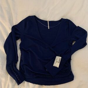 Free People Deep Blue Long Sleeve Top